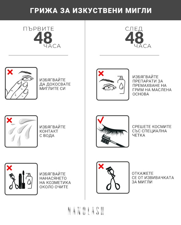 как правилно да се грижим за изкуствените мигли